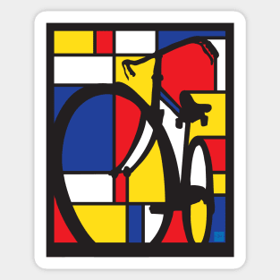 Mondrian Bicycle art Sticker